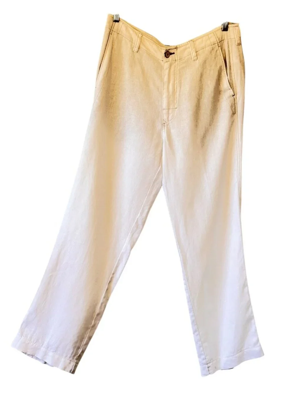 Tommy Bahama Mens Relax Linen Pants Flat Front Brown Trim 5 Pocket 33 in Waist